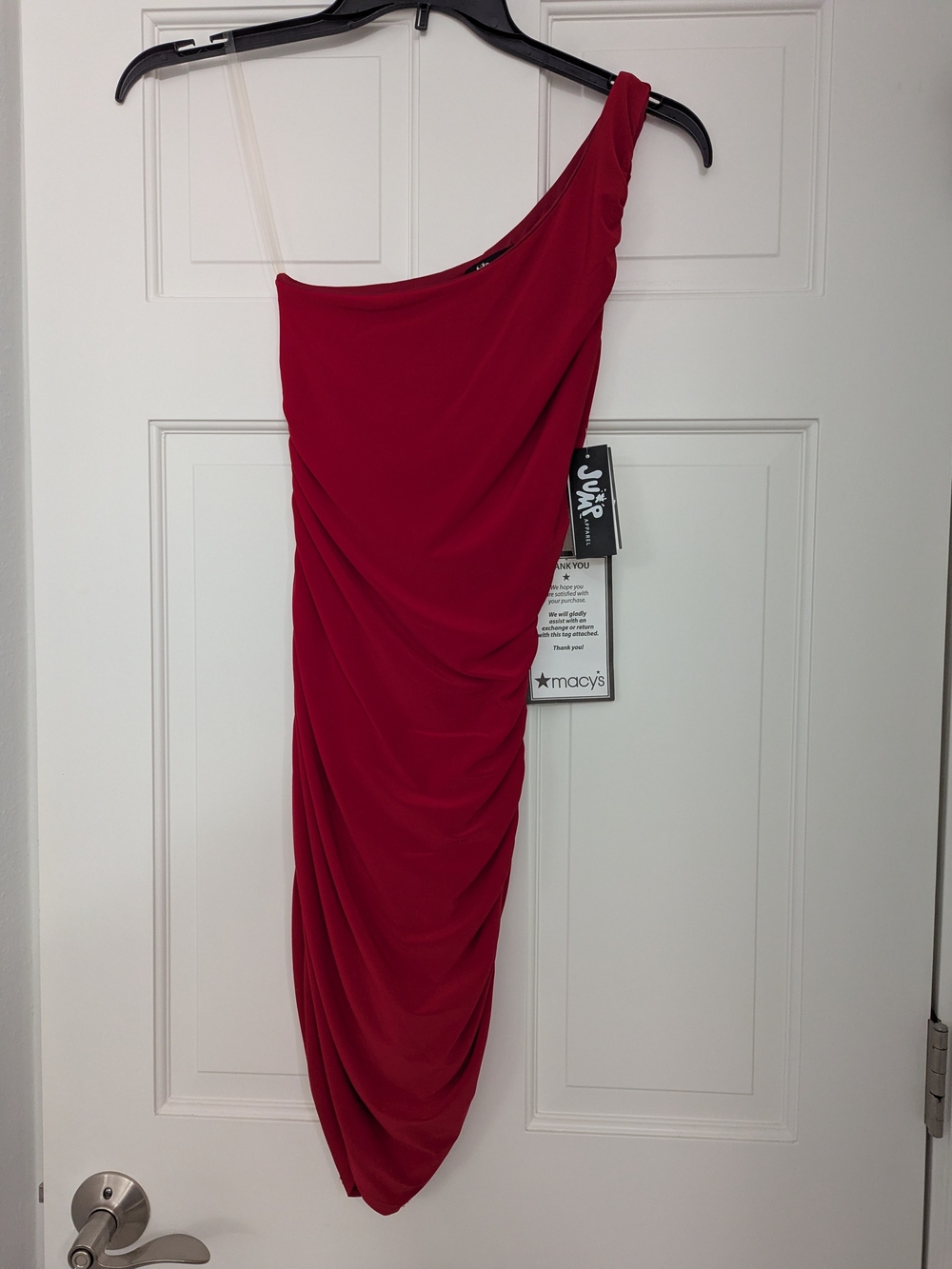 NWT One-Shoulder Ruched Red Dress